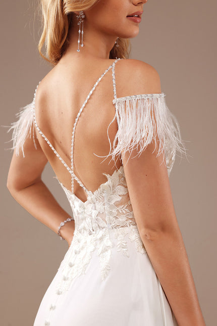 Robe Portefeuille Plume Éthérée - gallery 2