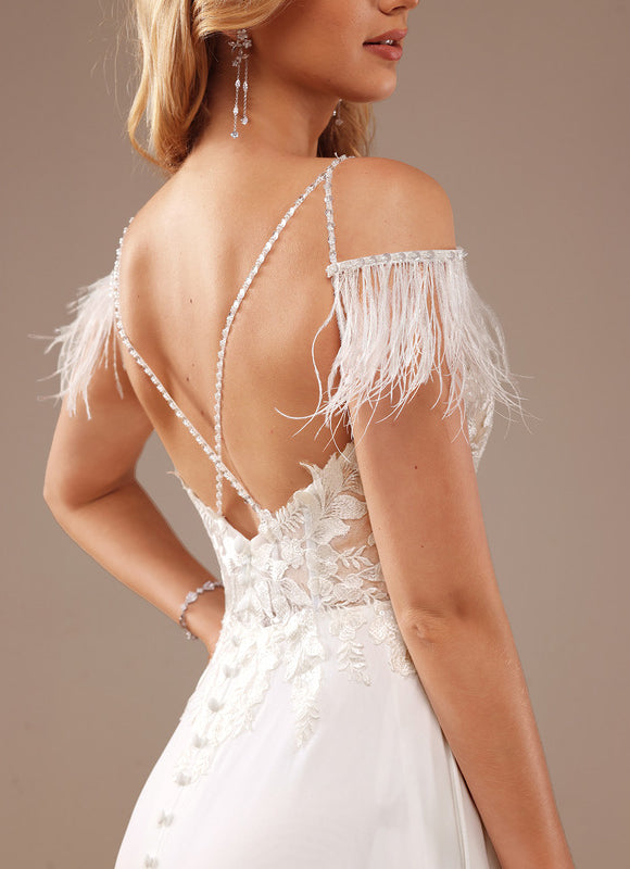 Robe Portefeuille Plume Éthérée - gallery 2