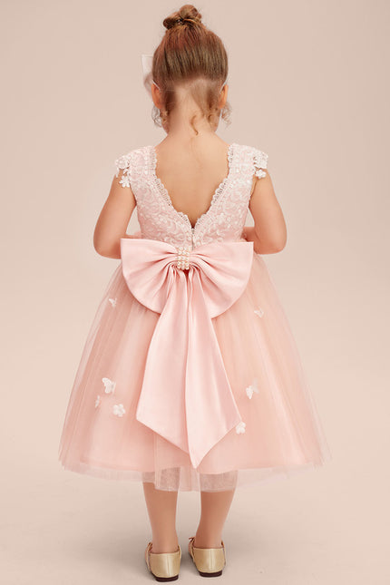 Robe Portefeuille Tulle Enfant Rose - gallery 7