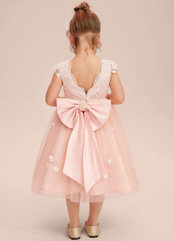 Robe Portefeuille Tulle Enfant Rose - gallery 7