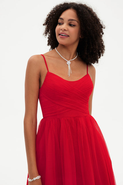 Robe Portefeuille Tulle Rouge - gallery 6