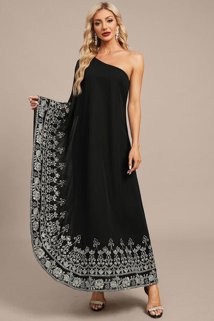Robe Portefeuille Élégante Noire - gallery 2