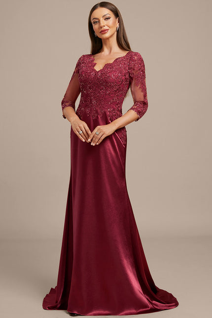 Robe Portefeuille Satin Bordeaux Élégante - gallery 5