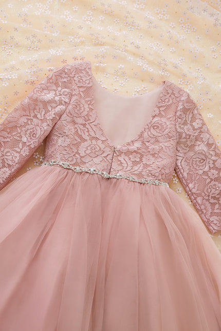 Robe Portefeuille Tulle Rose Poudré - gallery 6