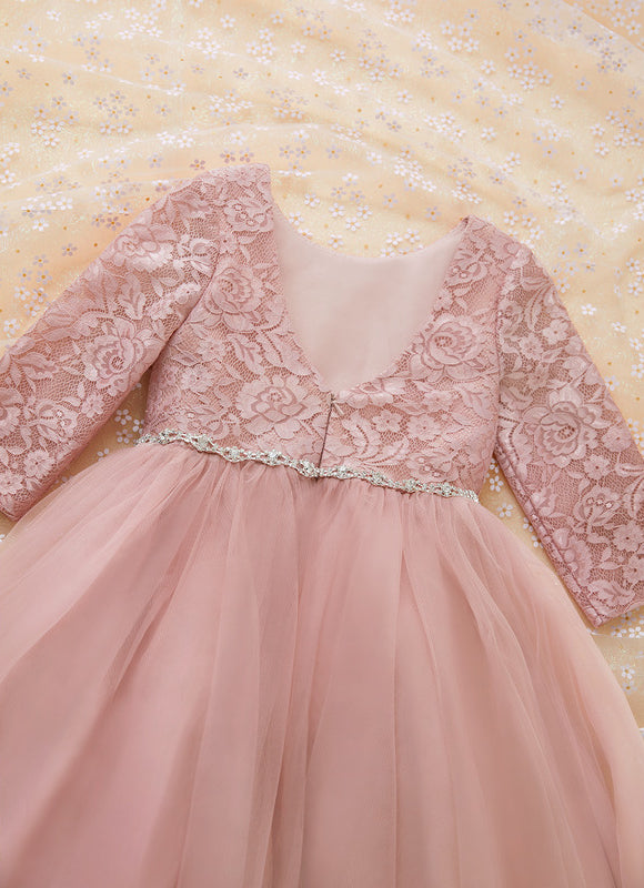 Robe Portefeuille Tulle Rose Poudré - gallery 6