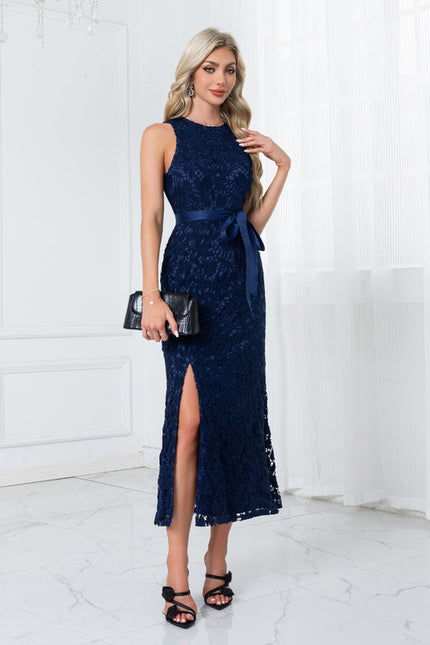 Robe Portefeuille Dentelle Marine - gallery 5