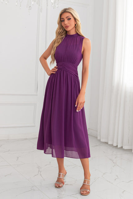 Robe Portefeuille Plissée Violet Chic - gallery 6