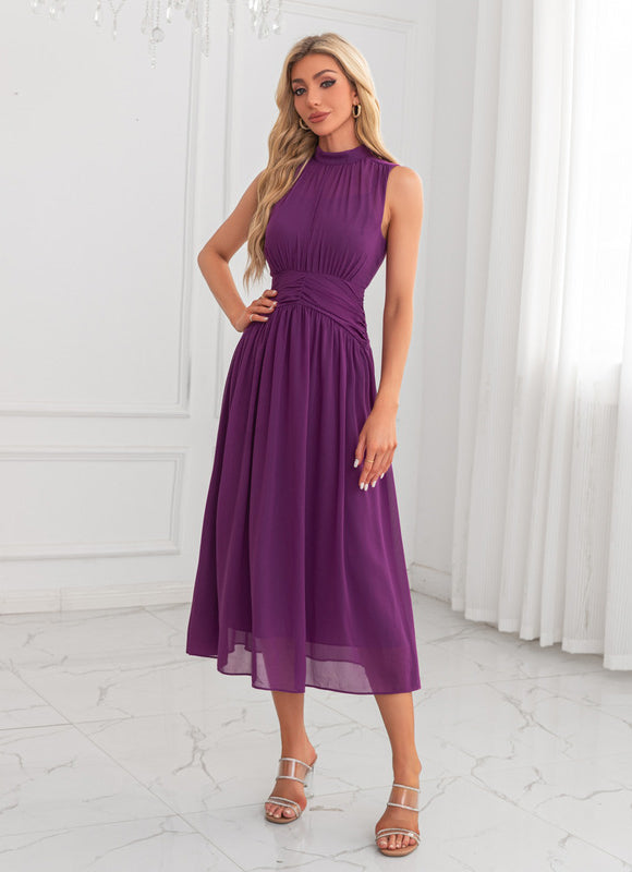 Robe Portefeuille Plissée Violet Chic - gallery 6