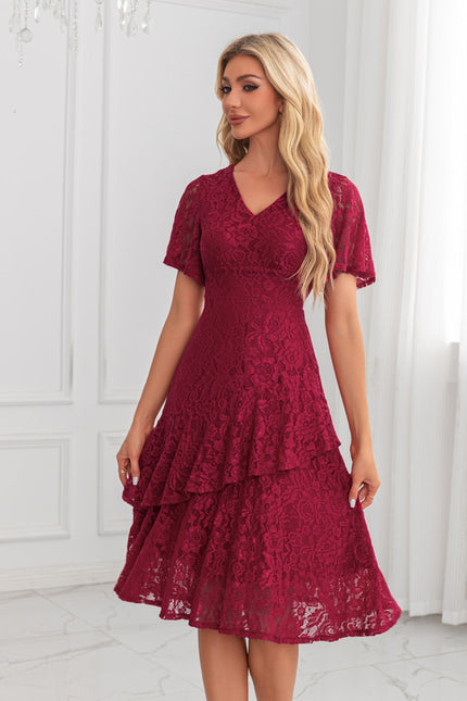 Robe Portefeuille Florale Bordeaux - gallery 3