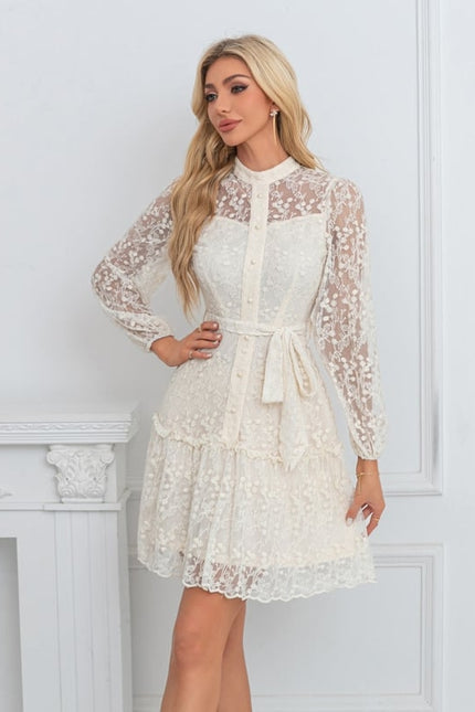 Robe Portefeuille Courte Chic Dentelle - gallery 3
