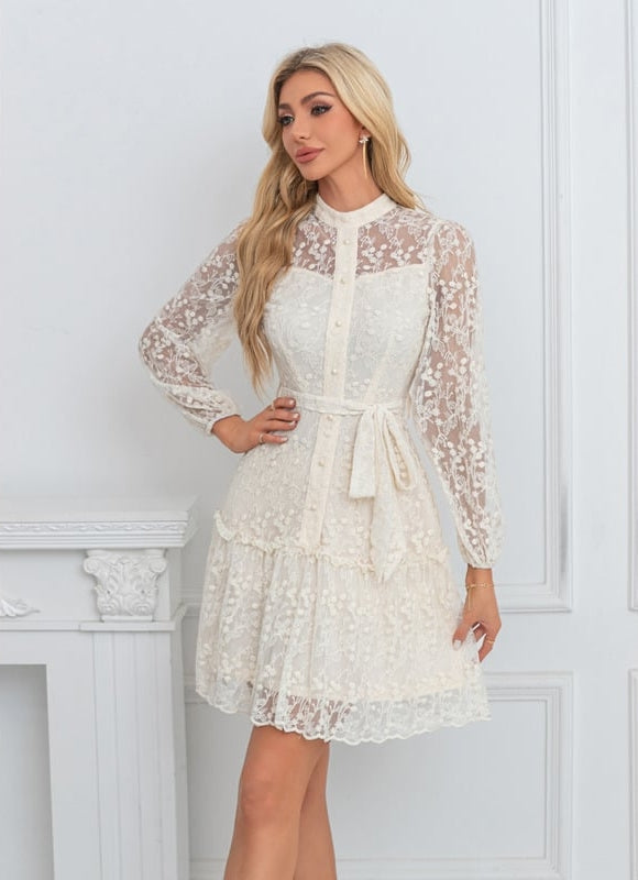 Robe Portefeuille Courte Chic Dentelle - gallery 3