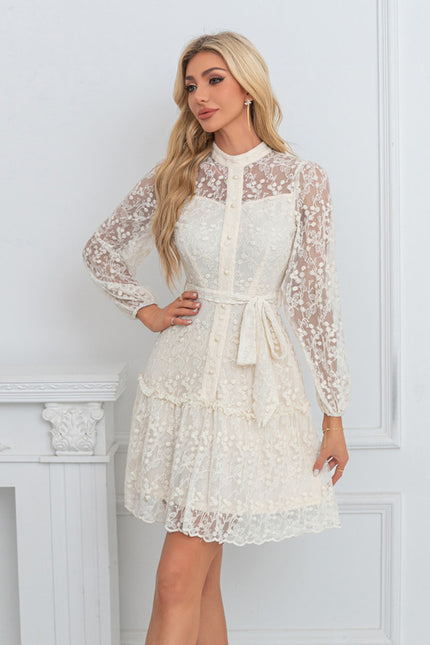 Robe Portefeuille Dentelle Ivoire - gallery 3