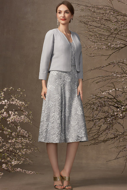 Robe Portefeuille Grise Florale - gallery 2