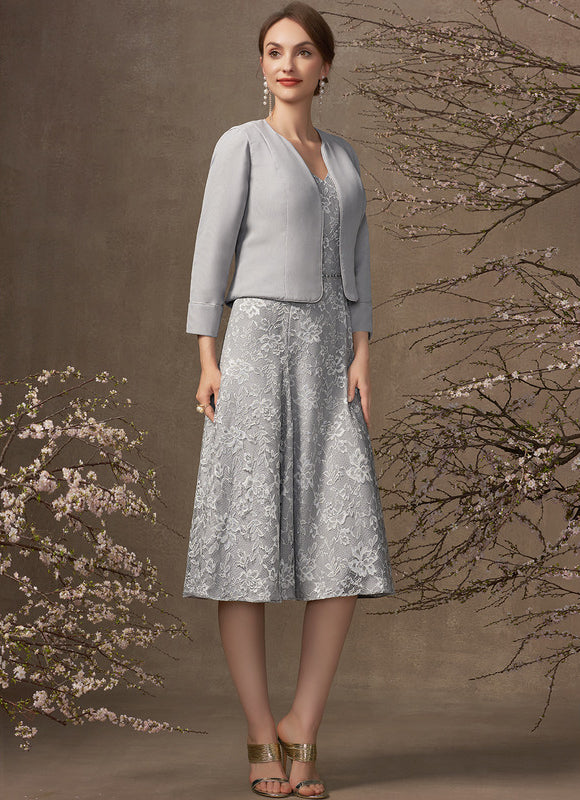 Robe Portefeuille Grise Florale - gallery 2