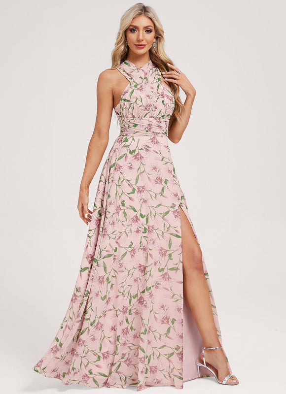 Robe Portefeuille Fleurie Poudrée - gallery 9