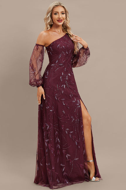 Robe Portefeuille Bordeaux Pailletée - gallery 3