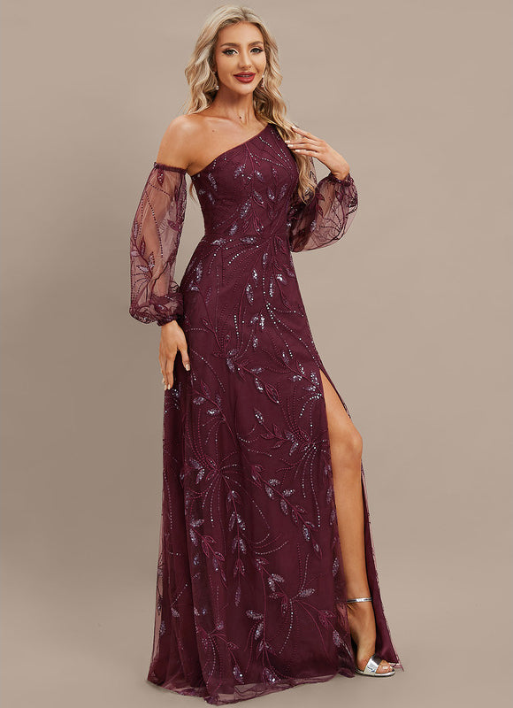 Robe Portefeuille Bordeaux Pailletée - gallery 3