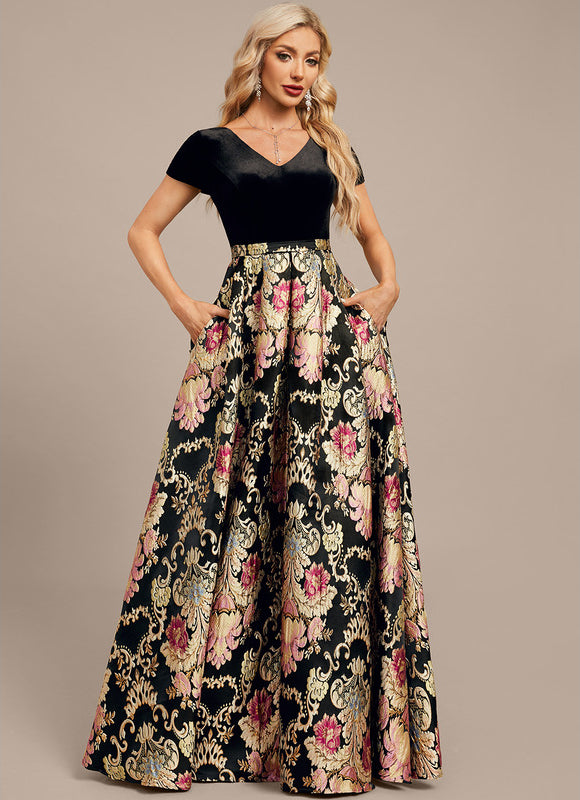 Robe Portefeuille Velours Floral - gallery 5
