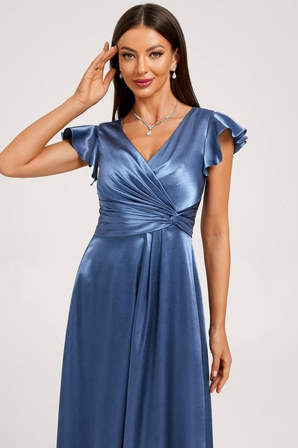 Robe Portefeuille Satin Fluide Élégante - gallery 3