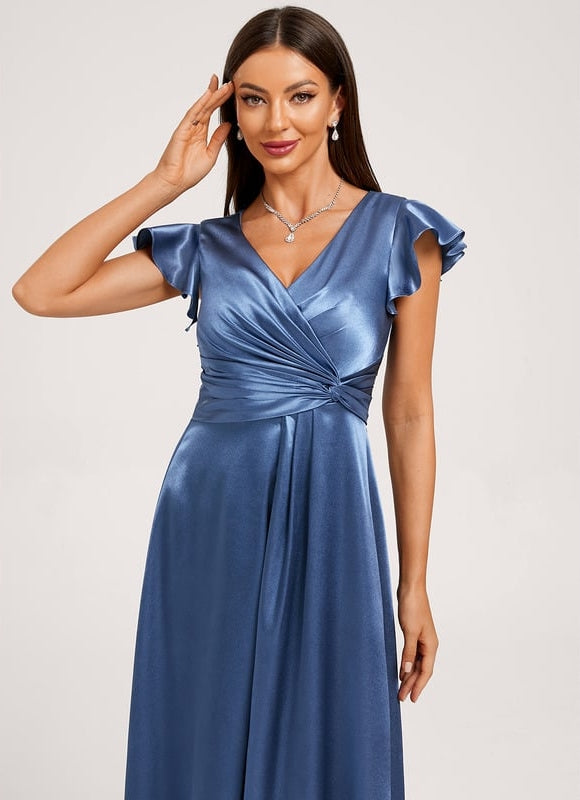 Robe Portefeuille Satin Fluide Élégante - gallery 3