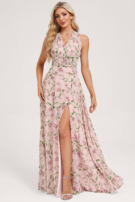 Robe Portefeuille Fleurie Poudrée - gallery 2