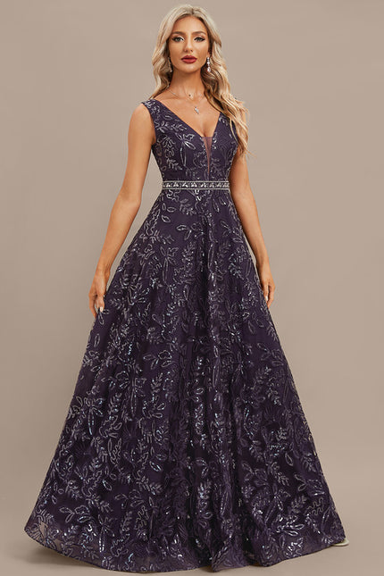 Robe Portefeuille Violet Pailleté - gallery 5