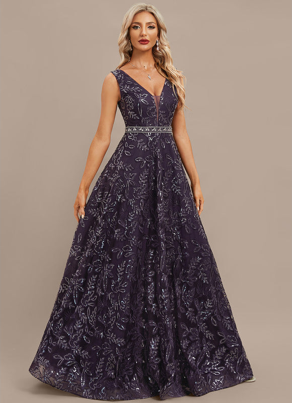Robe Portefeuille Violet Pailleté - gallery 5