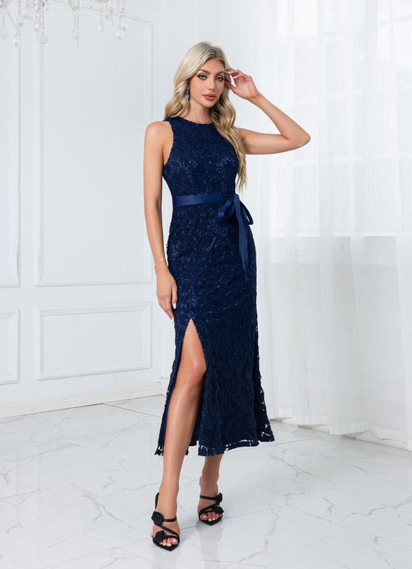 Robe Portefeuille Dentelle Marine