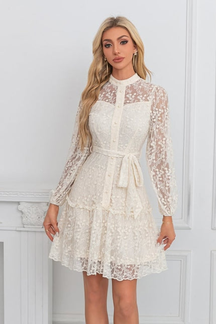 Robe Portefeuille Courte Chic Dentelle - gallery 4