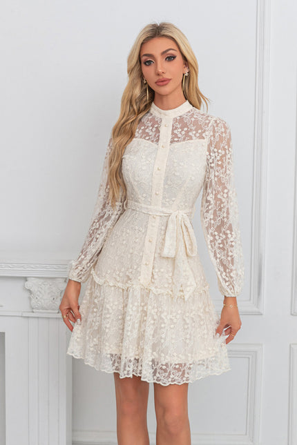 Robe Portefeuille Dentelle Ivoire - gallery 4