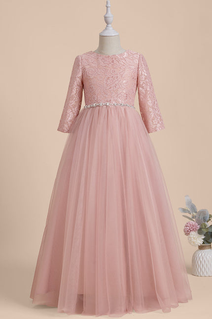 Robe Portefeuille Tulle Rose Poudré - gallery 2