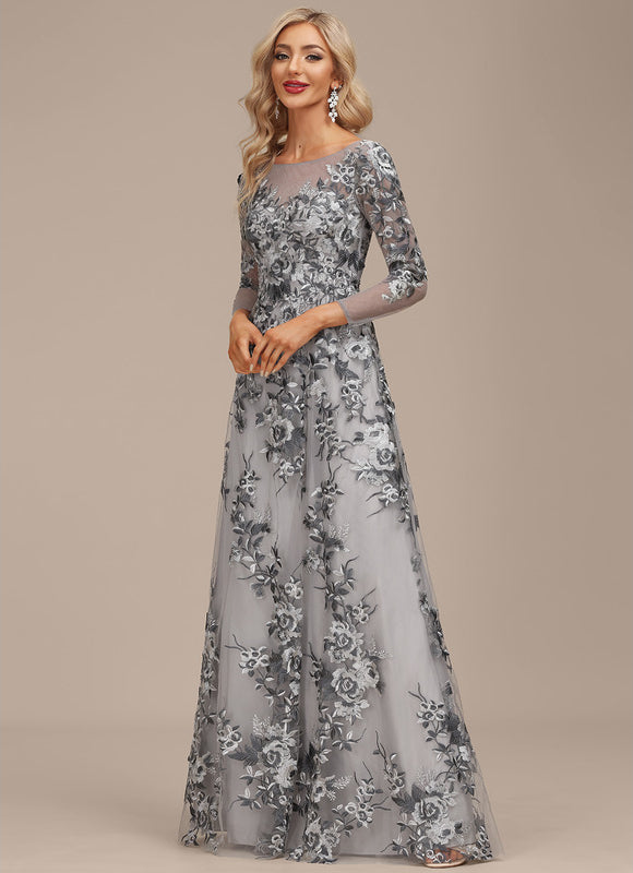 Robe Portefeuille Florale Grise - gallery 2