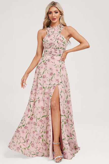 Robe Portefeuille Fleurie Poudrée - gallery 8