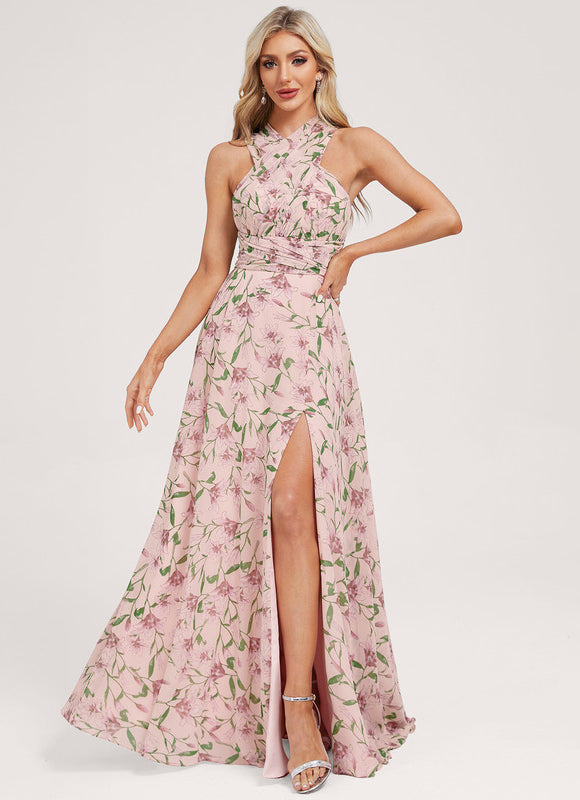 Robe Portefeuille Fleurie Poudrée - gallery 8