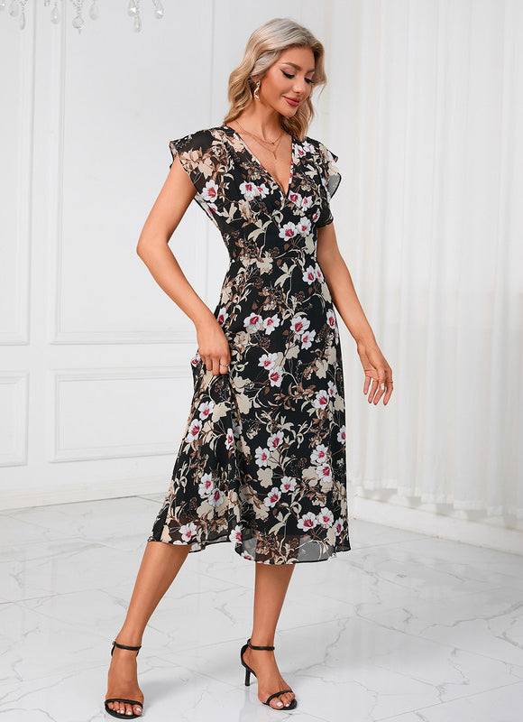 Robe Portefeuille Fleurie Marine - gallery 8
