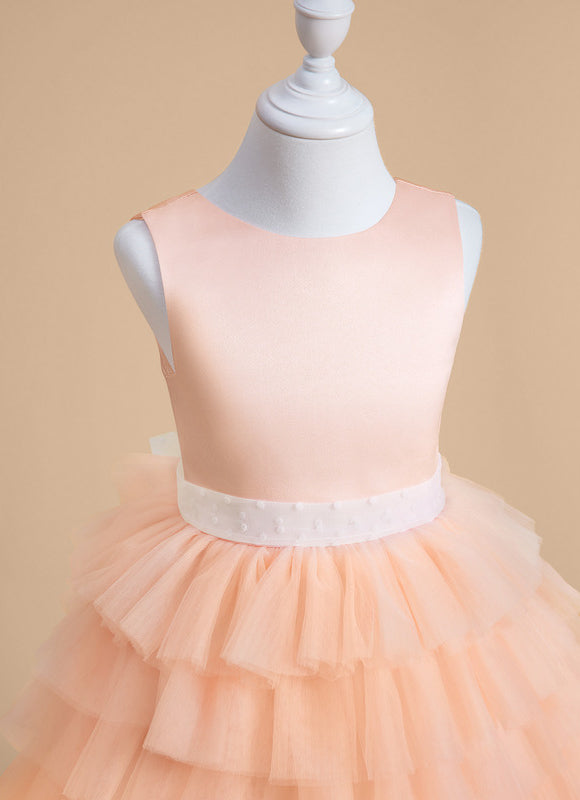 Robe Portefeuille Tulle Pêche - gallery 3