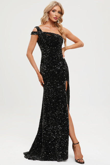 Robe Portefeuille Pailletée Noire - gallery 7