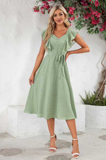 Robe Portefeuille Verte Pois - gallery 3