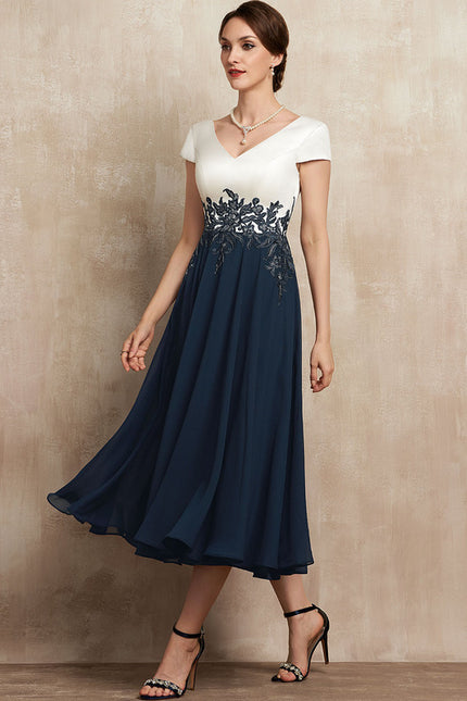 Robe Portefeuille Élégance Marine Satinée - gallery 4