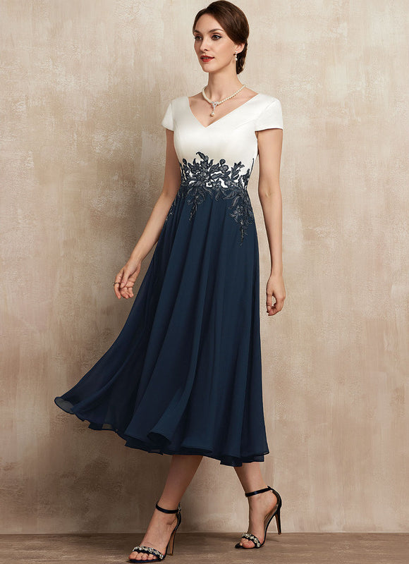 Robe Portefeuille Élégance Marine Satinée - gallery 4