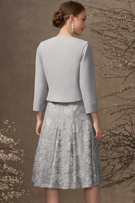 Robe Portefeuille Grise Florale - gallery 4