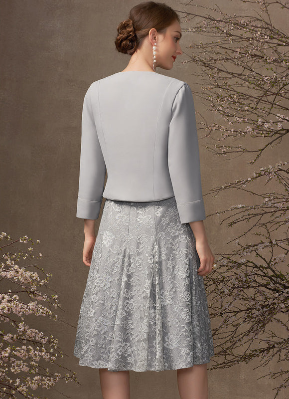Robe Portefeuille Grise Florale - gallery 4