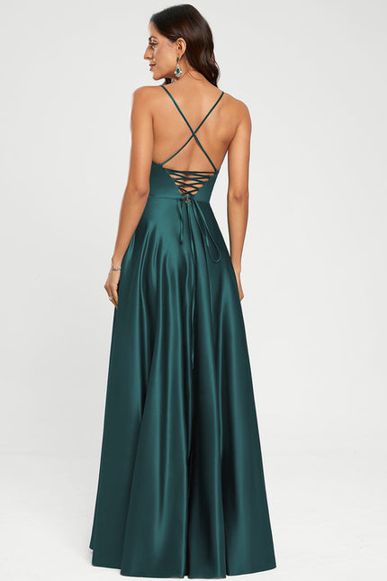 Robe Portefeuille Satin Émeraude Chic - gallery 3