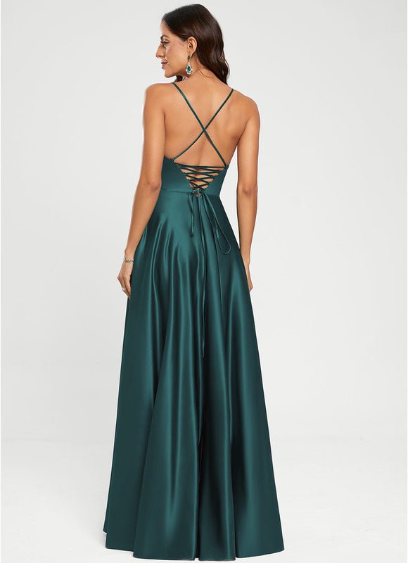 Robe Portefeuille Satin Émeraude Chic - gallery 3