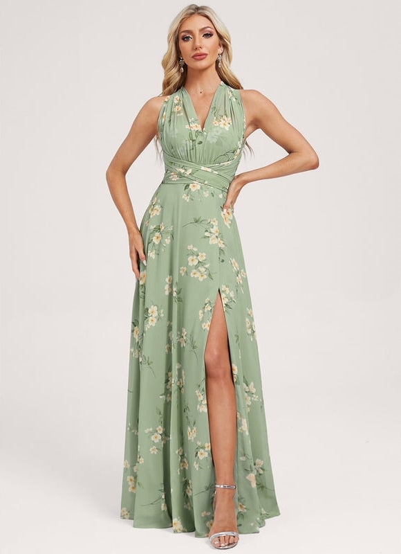 Robe Portefeuille Fleurie Poudrée - gallery 3