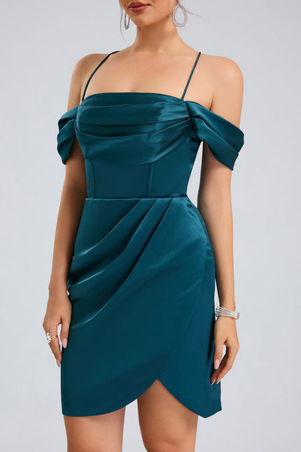 Robe Portefeuille Satin Épaule Ouverte - gallery 5