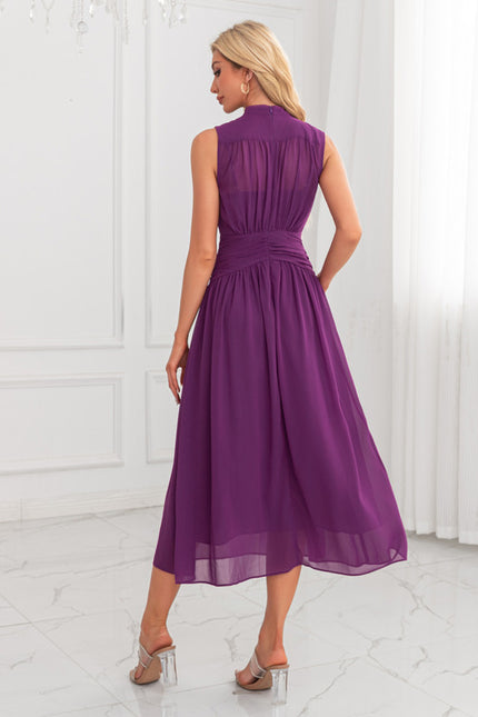 Robe Portefeuille Plissée Violet Chic - gallery 2