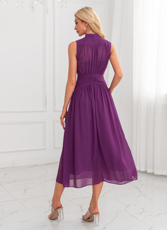 Robe Portefeuille Plissée Violet Chic - gallery 2