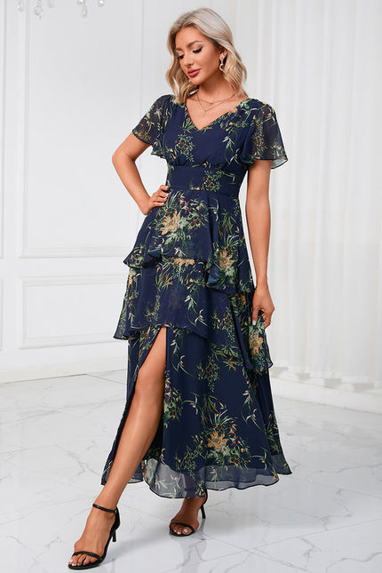 Robe Portefeuille Maxi Florale Bordeaux - gallery 7