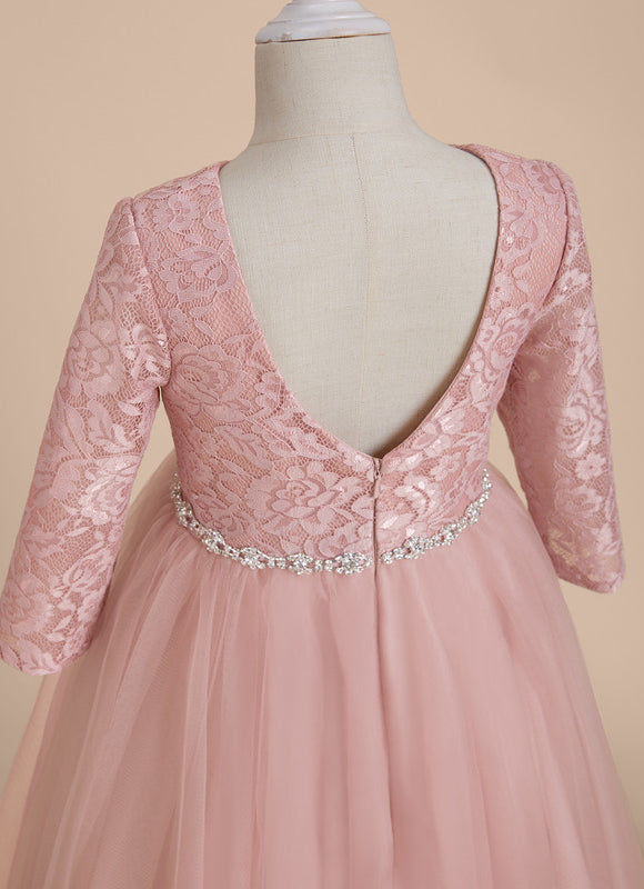 Robe Portefeuille Tulle Rose Poudré - gallery 4